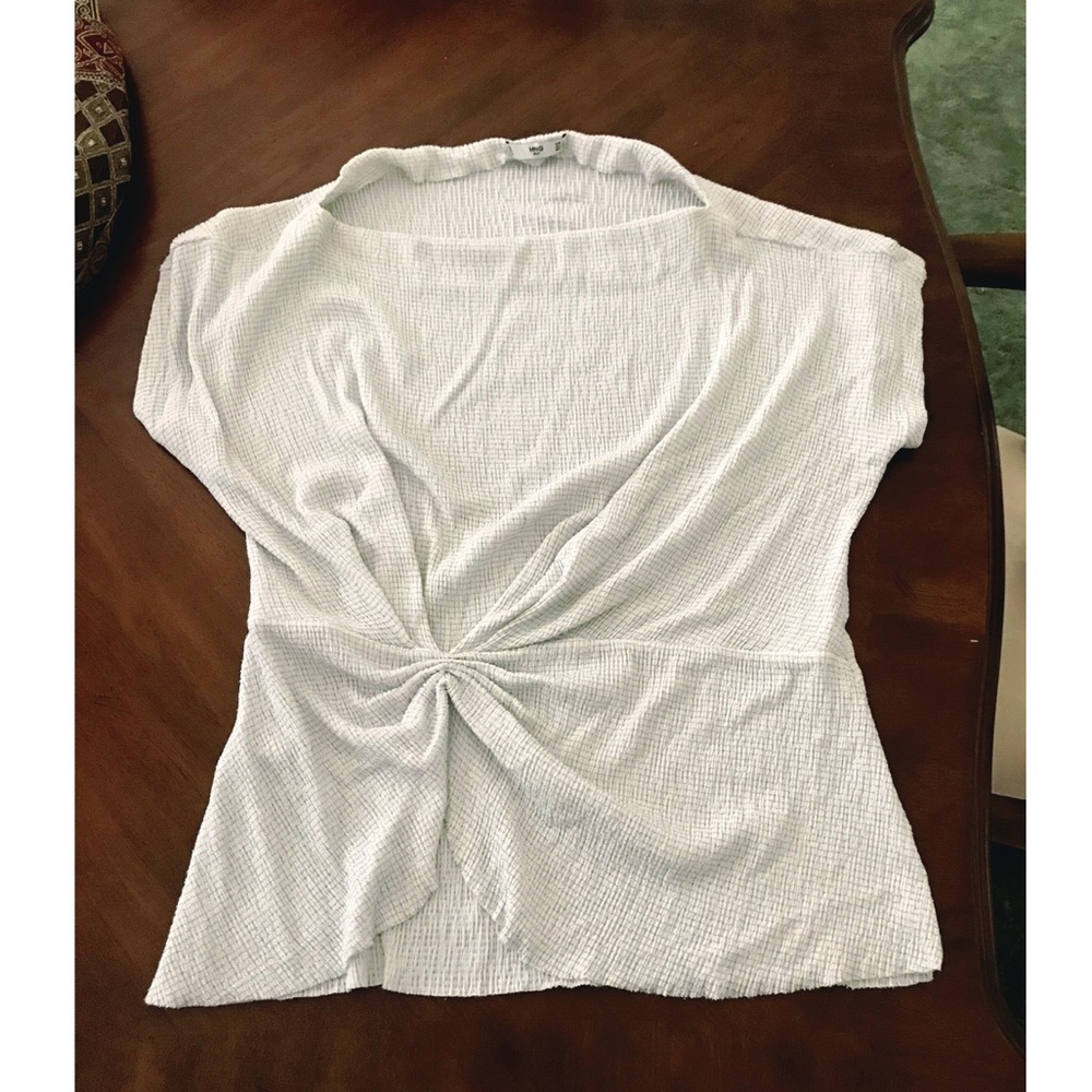 Mango shimmer white gathered top. Sz M.